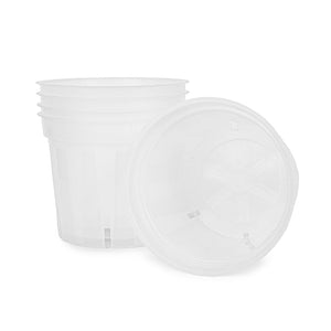 Orchid Plastic Pot, Clear, Small, 13.5cm. -  SMALL,13.5cm (Top dia), 10.5cm (Bottom dia), 11.5cm (Height),, 1000ml. Bulk Purchase (5pc). Slotted holes on sides. - Plastics