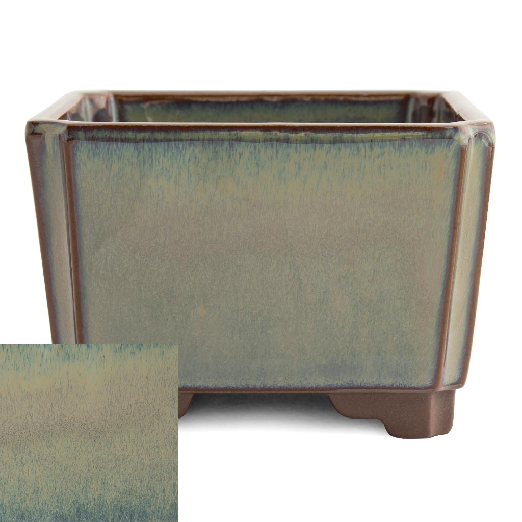 Japanese Glazed Square Container, 100 x 100 x 70mm -  Hiwa - Pots
