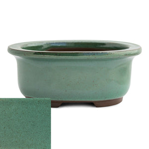 Japanese Glazed Deep Oval Container, 130 x 110 x 55mm -  Oribe - Pots