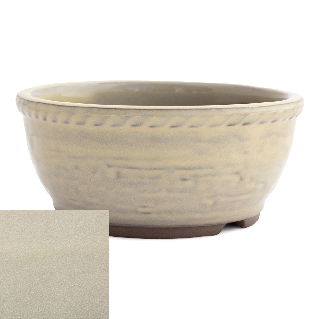 Japanese Glazed Deep Round Container, 125 x 50mm -  Cream - Pots