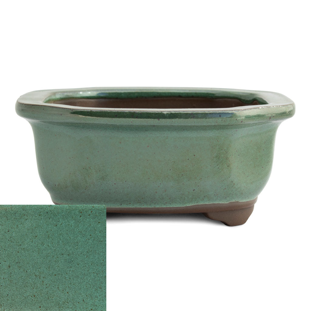 Japanese Glazed Decorative Rectangular Container, 130 x 115 x 55mm -  Oribe - Pots