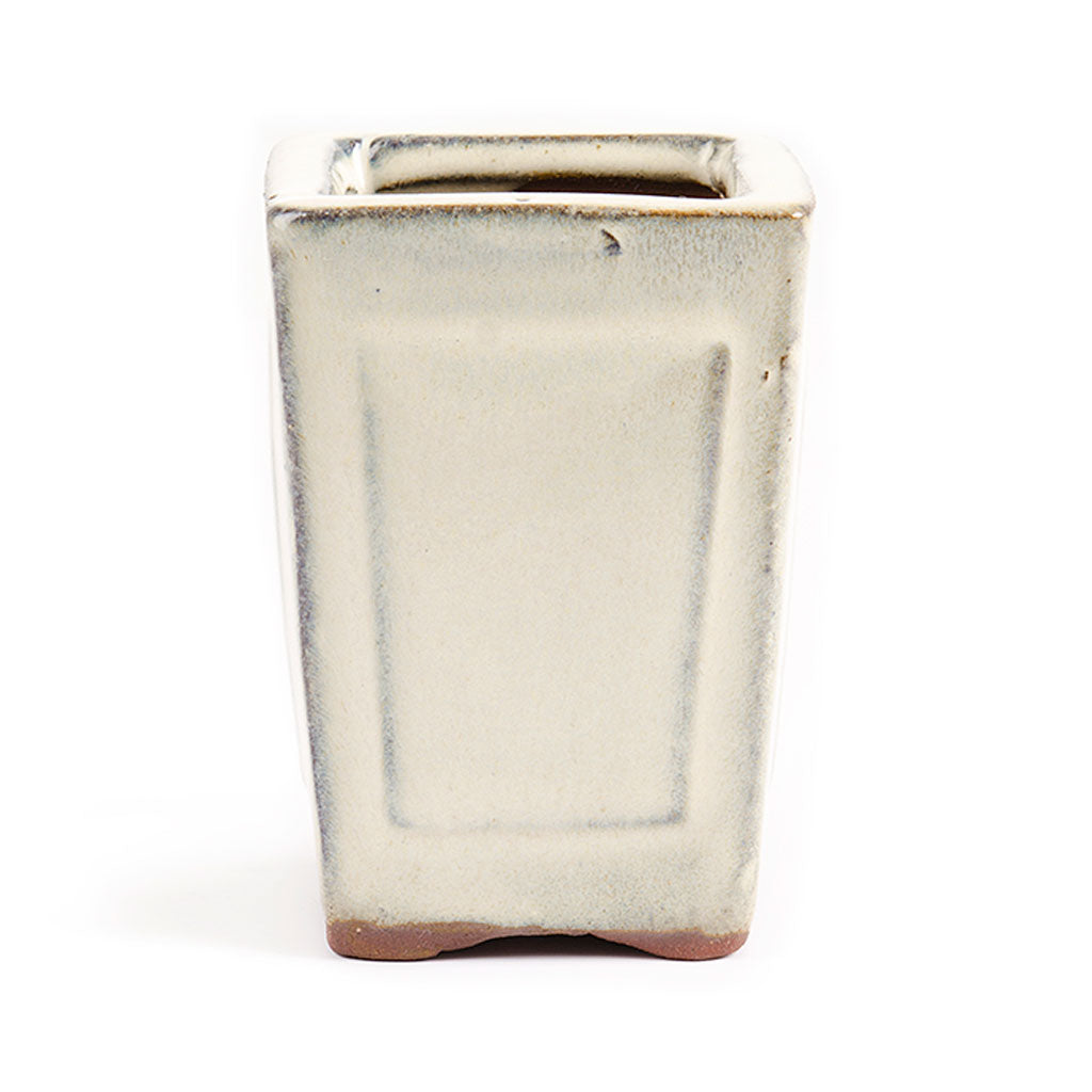 Assorted Glazed Cascade Pots, 6 x 6 x 9cm -  Ivory Square with sharp panels - Pots