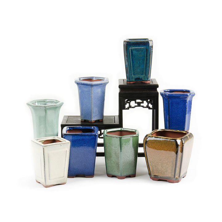 Assorted Glazed Cascade Pots, 6 x 6 x 9cm by Pecenppot