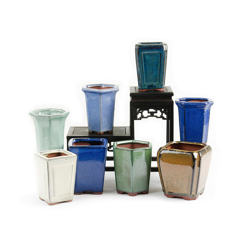 Assorted Glazed Cascade Pots, 6 x 6 x 9cm -   - Pots