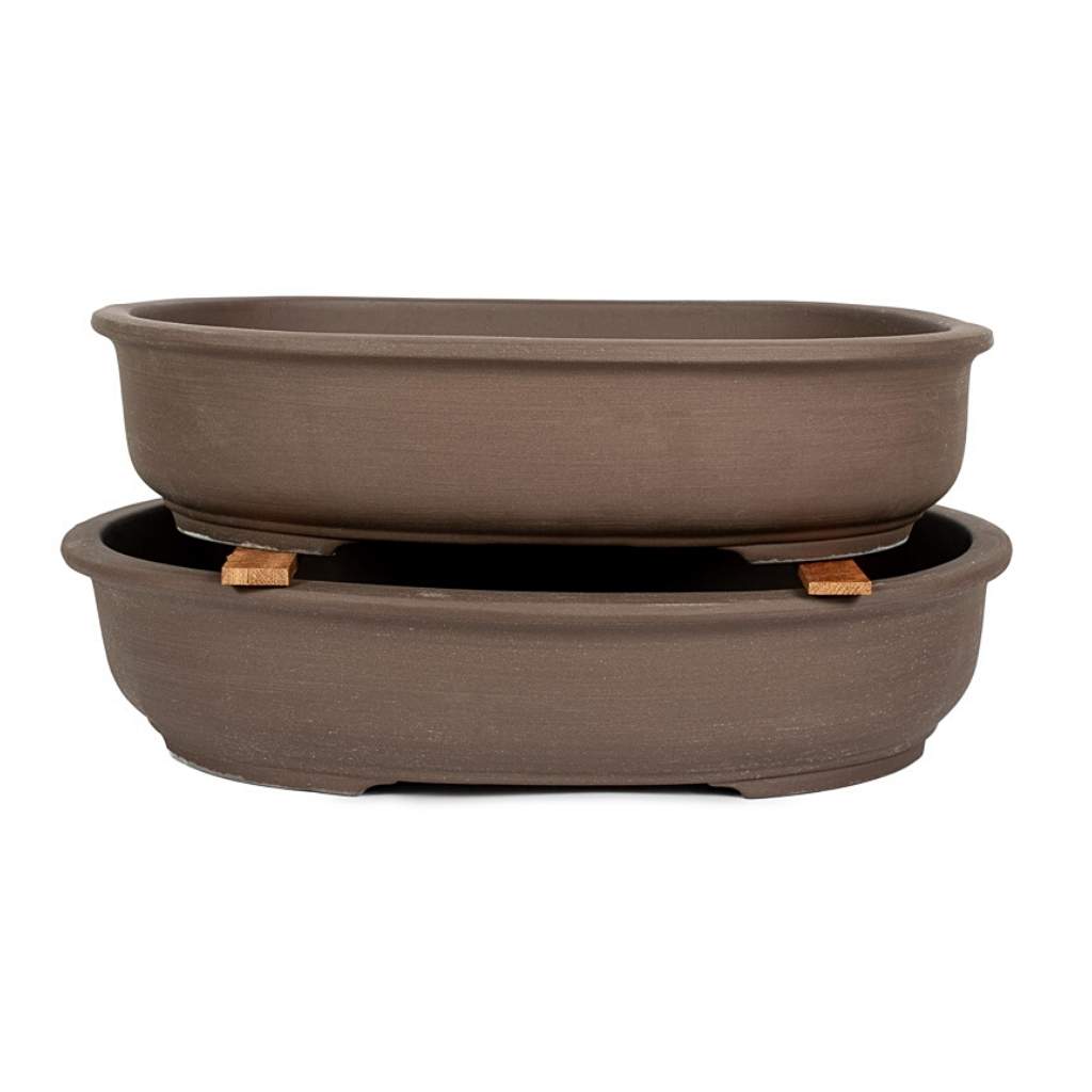 Japanese Unglazed, Oval Container -   - Pots