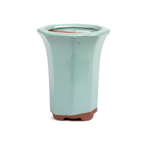 Assorted Glazed Cascade Pots, 6 x 6 x 9cm -  Light Moss Green Octagon (8 Sides) - Pots