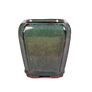 Assorted Glazed Cascade Pots, 6 x 6 x 9cm -  Green Square with rounded lip - Pots