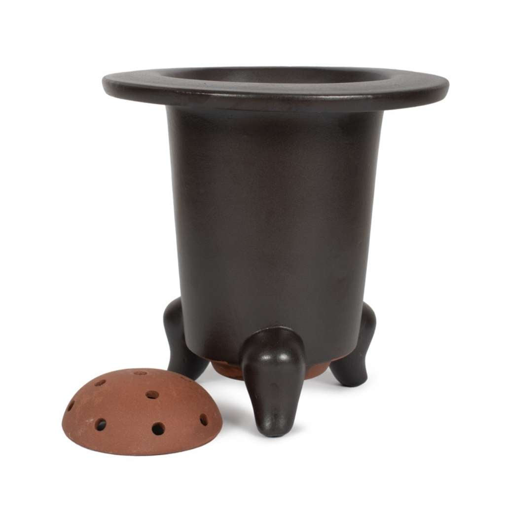 Japanese, Orchid Containers -  Matt dark chocolate brown glazed-LARGE 180(W) x 180mm(H) - Pots