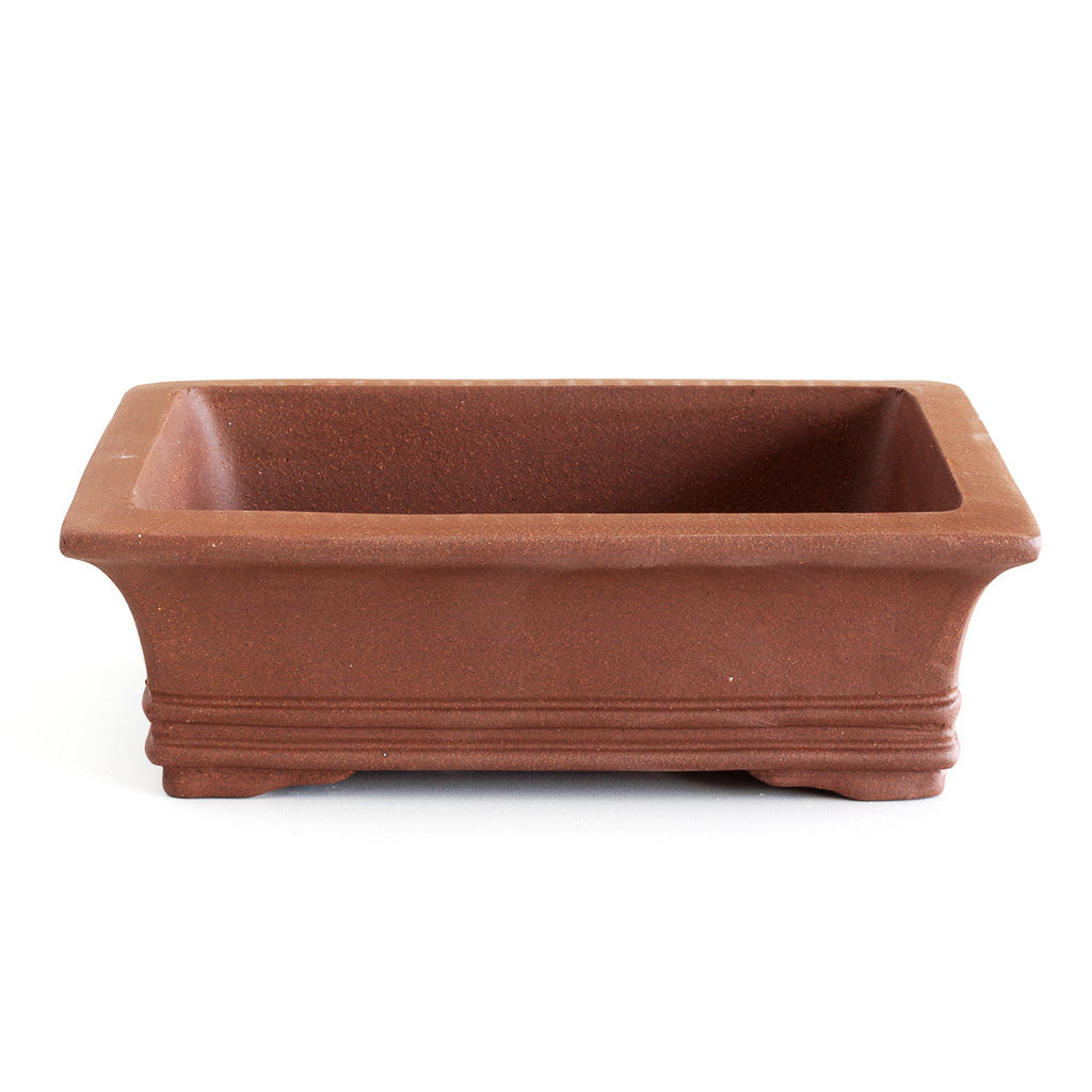 6" Chinese Unglazed Containers -  Rectangular Banded, 15.5 x 11.5 x 6cm - Pots
