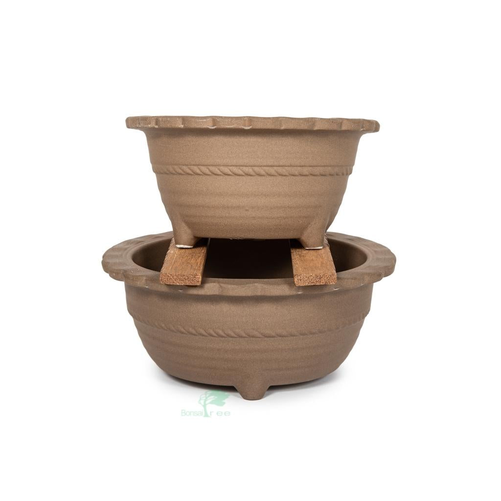 Japanese Unglazed, Round Containers -   - Pots